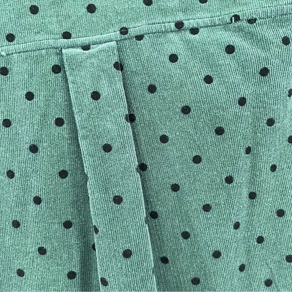 LOFT Women’s Green Black Velvet Dot Corduroy Everyday Button Front Shirt XS - Picture 11 of 14